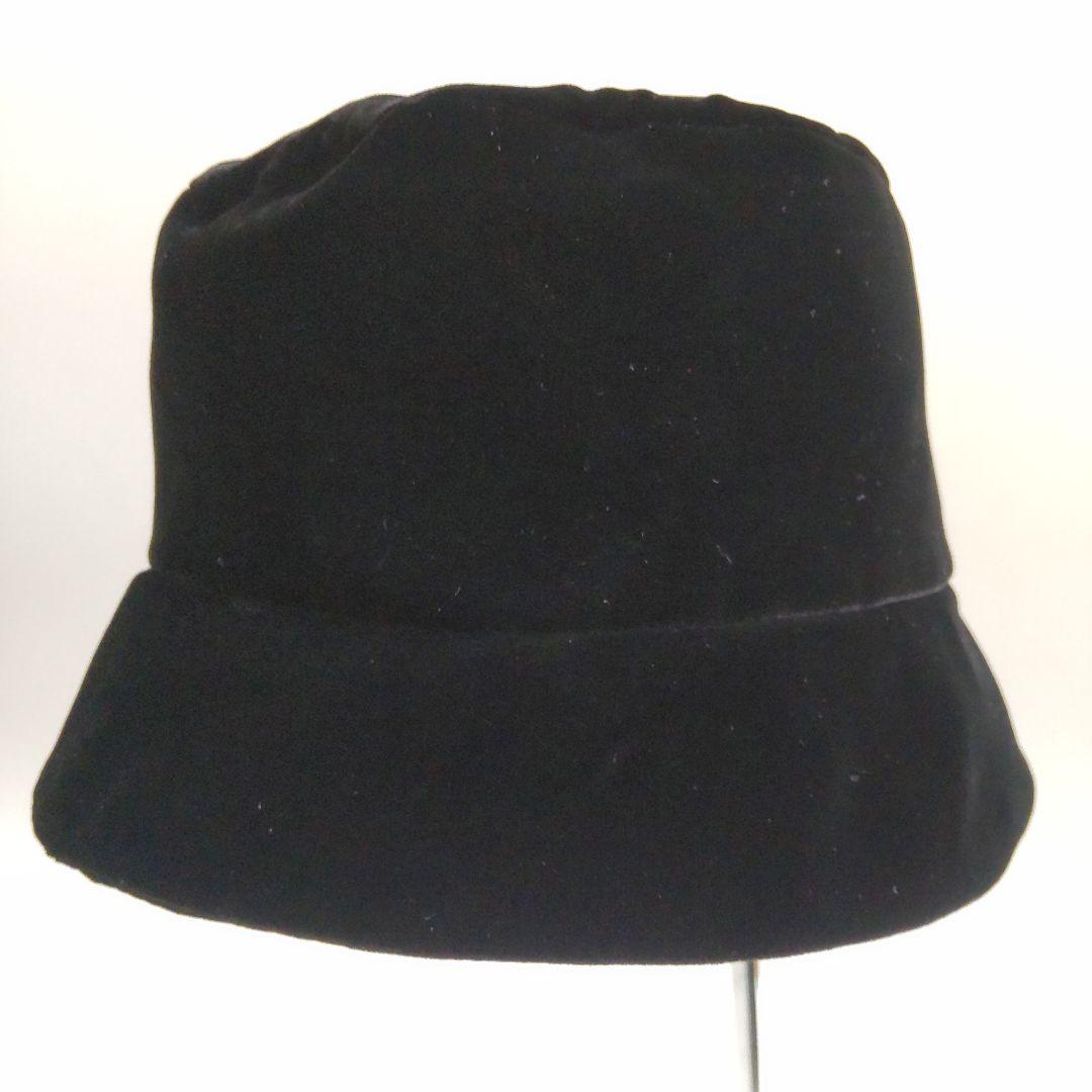 美品 23AW プラダ ゴールド 三角ロゴ ベロア バケットハット ブラック S