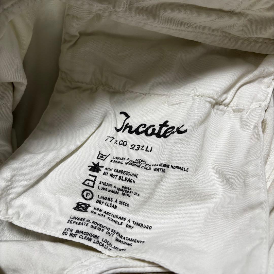 【インコテックス】オフホワイト リネン　メンズ　チノ　パンツ　ルーマニア　麻