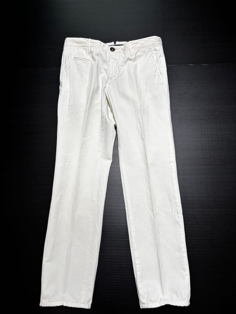 【インコテックス】オフホワイト リネン　メンズ　チノ　パンツ　ルーマニア　麻