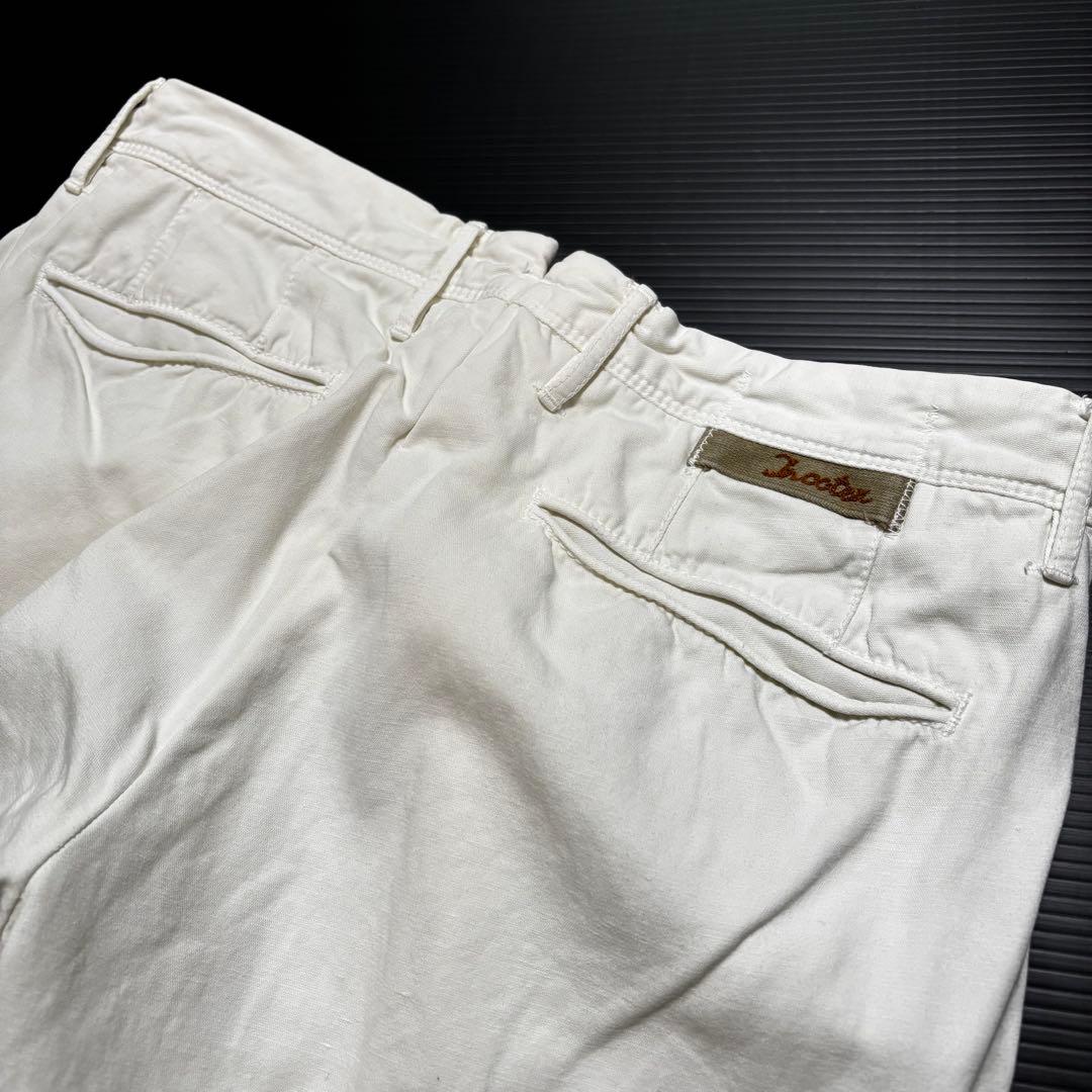 【インコテックス】オフホワイト リネン　メンズ　チノ　パンツ　ルーマニア　麻