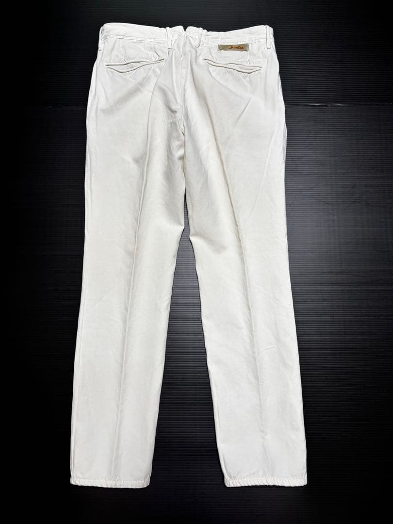 【インコテックス】オフホワイト リネン　メンズ　チノ　パンツ　ルーマニア　麻