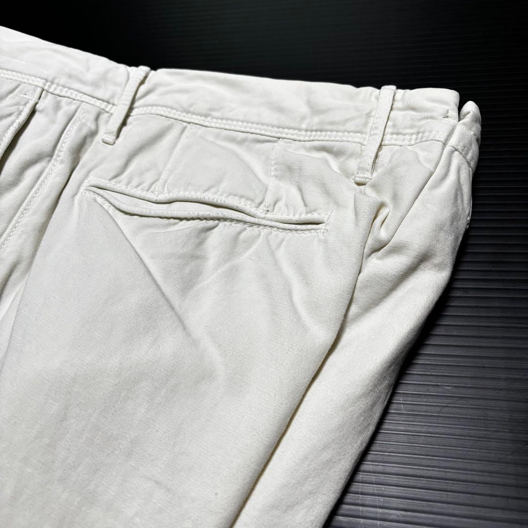 【インコテックス】オフホワイト リネン　メンズ　チノ　パンツ　ルーマニア　麻