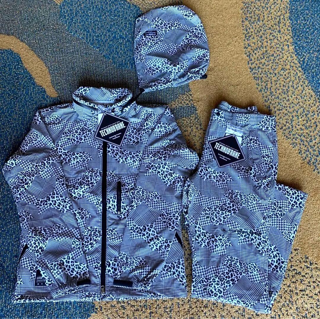 マスターバニー グレンレオパード柄レインウェア 上下セットアップ サイズ5