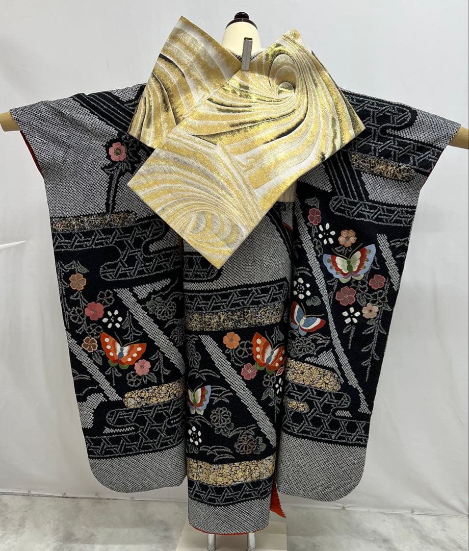 振り袖　フルセット　別誂長襦袢　金彩　成人式　刺繍　総絞り　長尺袋帯　566