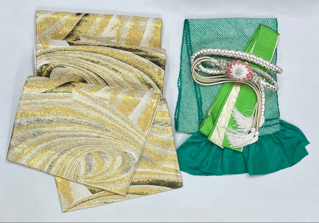 振り袖　フルセット　別誂長襦袢　金彩　成人式　刺繍　総絞り　長尺袋帯　566