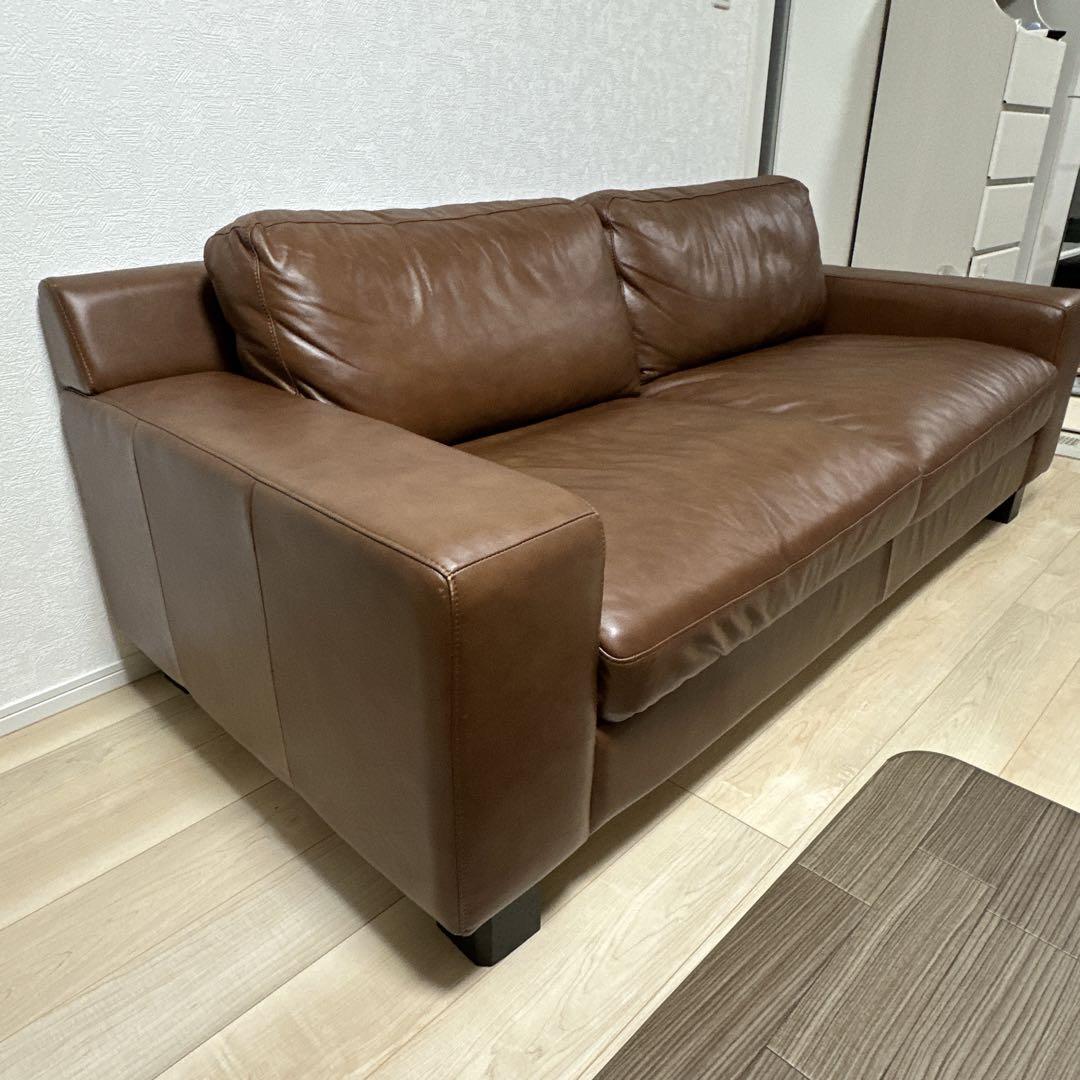 送料無料！美品　IDEE イデー セリュー 本革キャメルヴィンテージ3Pソファ