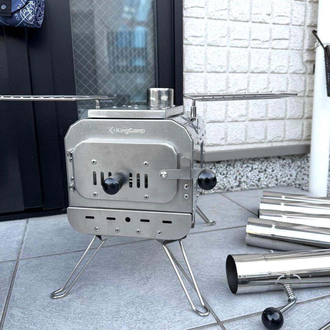 未使用　KINGCAMP キングキャンプ ステンレス製薪ストーブ　収納バッグ付き