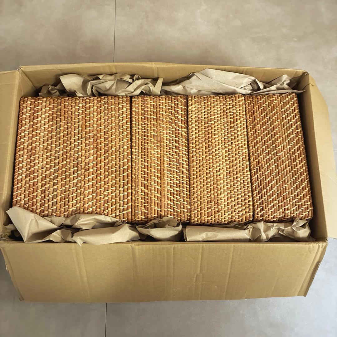 無印良品 まとめ売り 重なるラタン長方形バスケット 4個セット