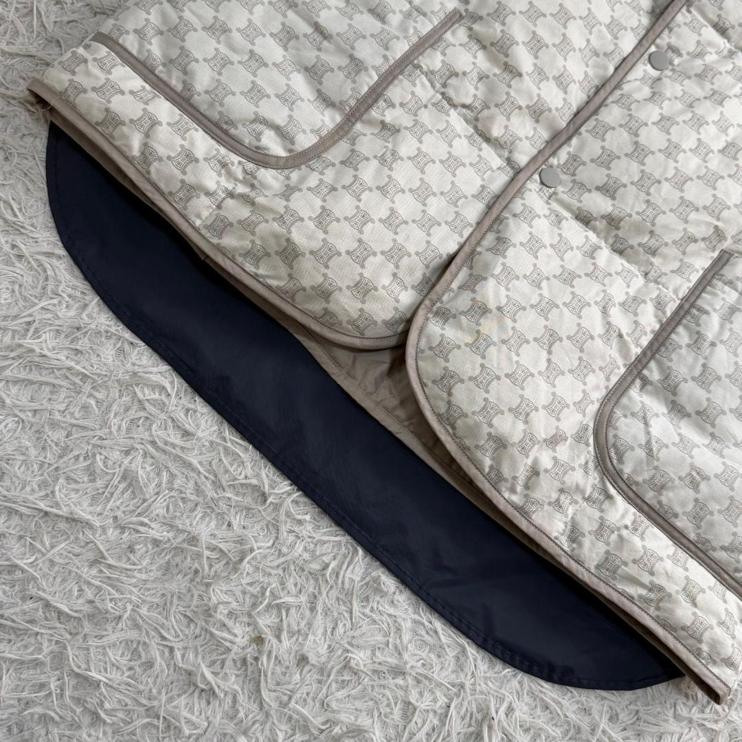 17793✨セリーヌ マカダム柄 キルティングダウンベスト ホワイト