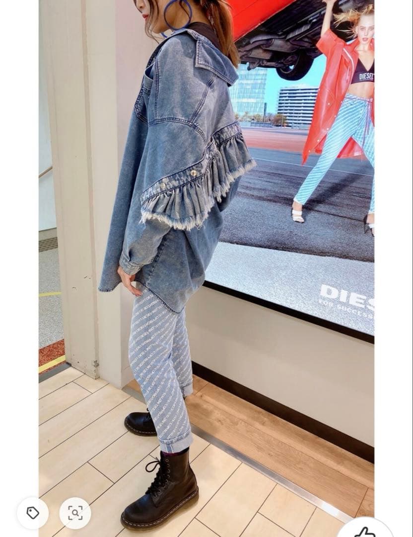 美品　DIESEL ジョグジーンズジップアップフリルワンピース　デニム