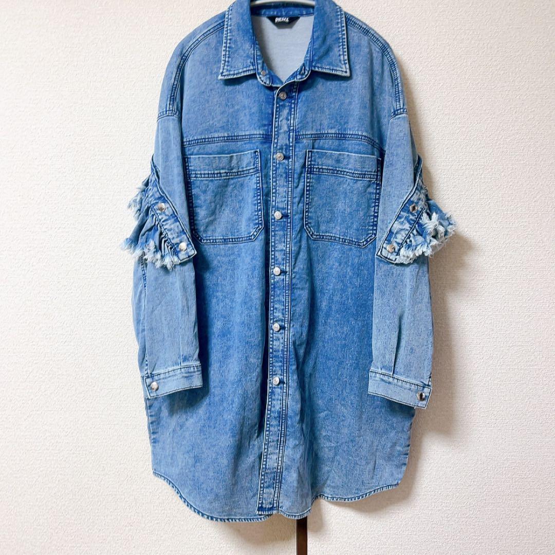 美品　DIESEL ジョグジーンズジップアップフリルワンピース　デニム