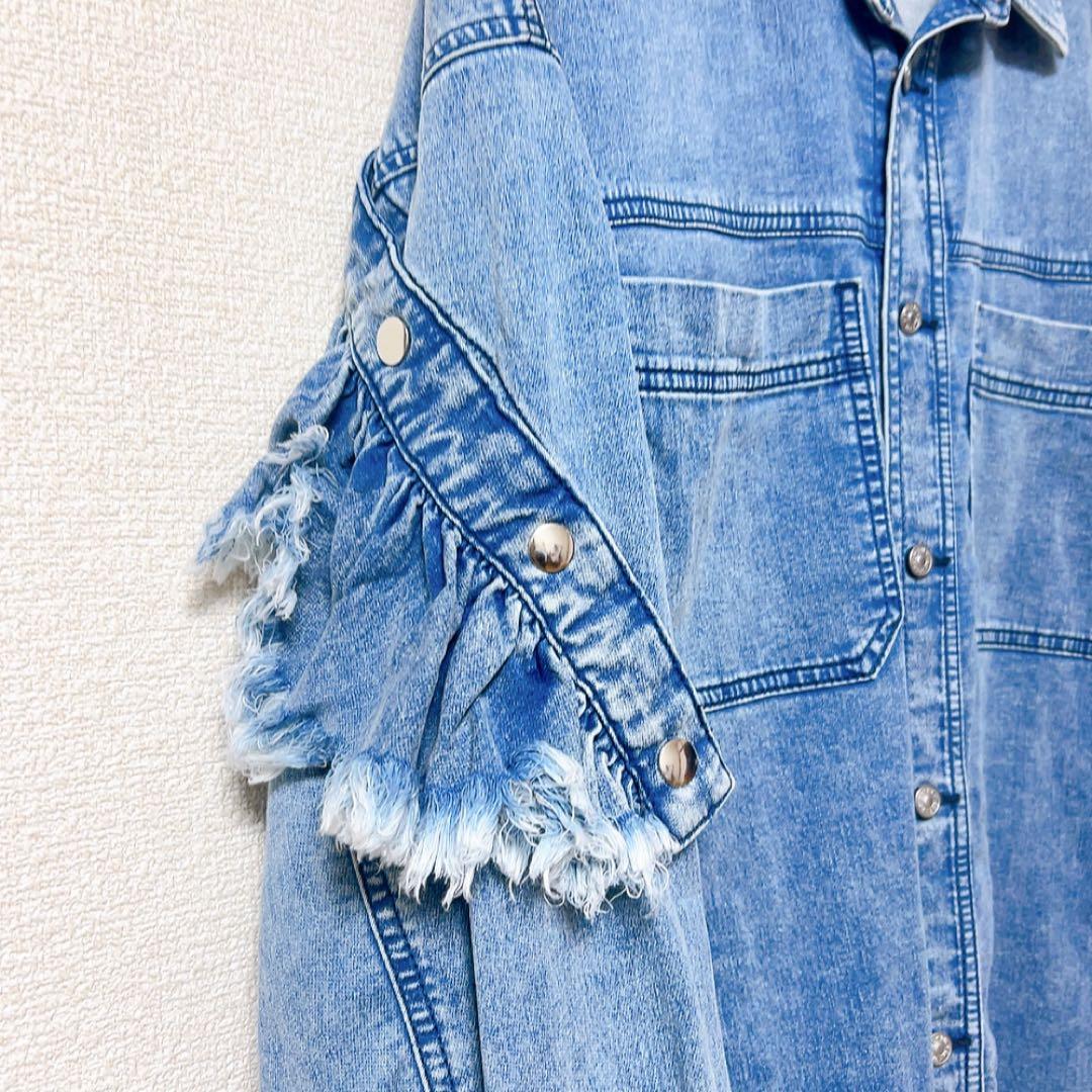 美品　DIESEL ジョグジーンズジップアップフリルワンピース　デニム