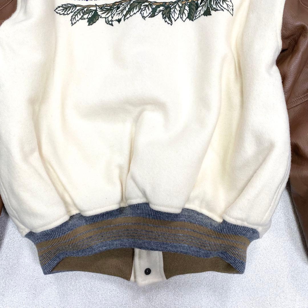 極美品✨ 70s ROPE  スタジャン レザー 短丈 ロゴ刺繍 M