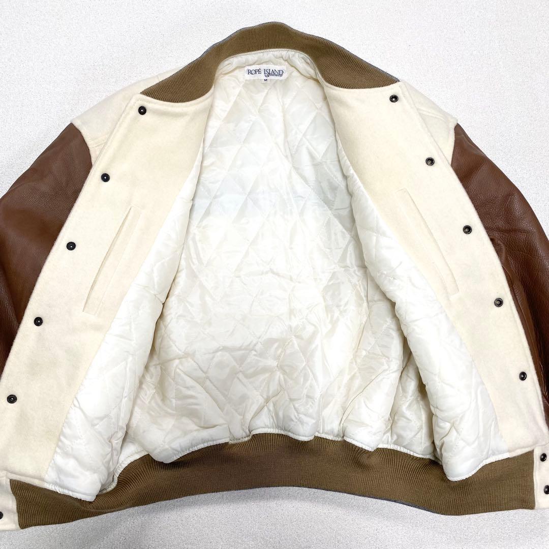 極美品✨ 70s ROPE  スタジャン レザー 短丈 ロゴ刺繍 M