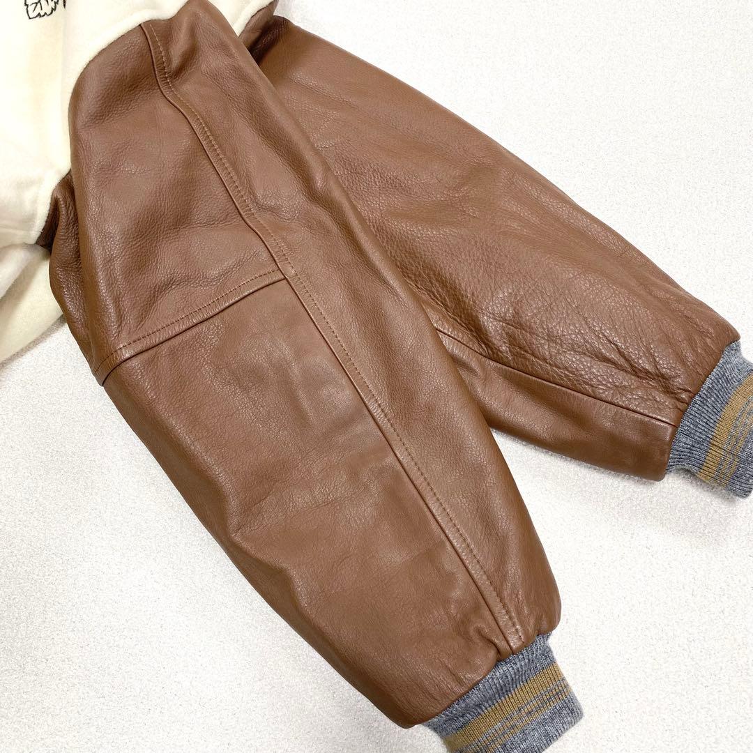 極美品✨ 70s ROPE  スタジャン レザー 短丈 ロゴ刺繍 M