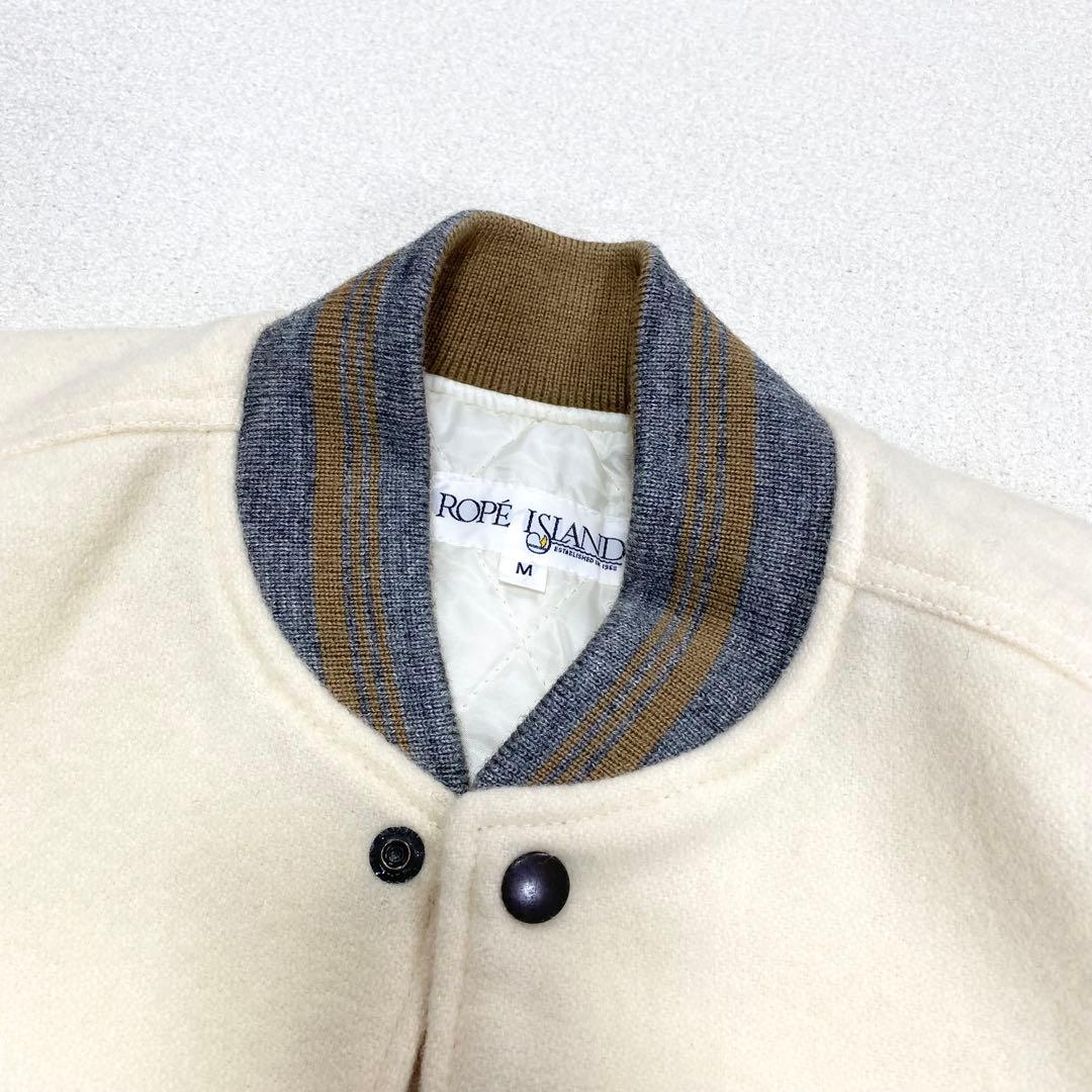 極美品✨ 70s ROPE  スタジャン レザー 短丈 ロゴ刺繍 M