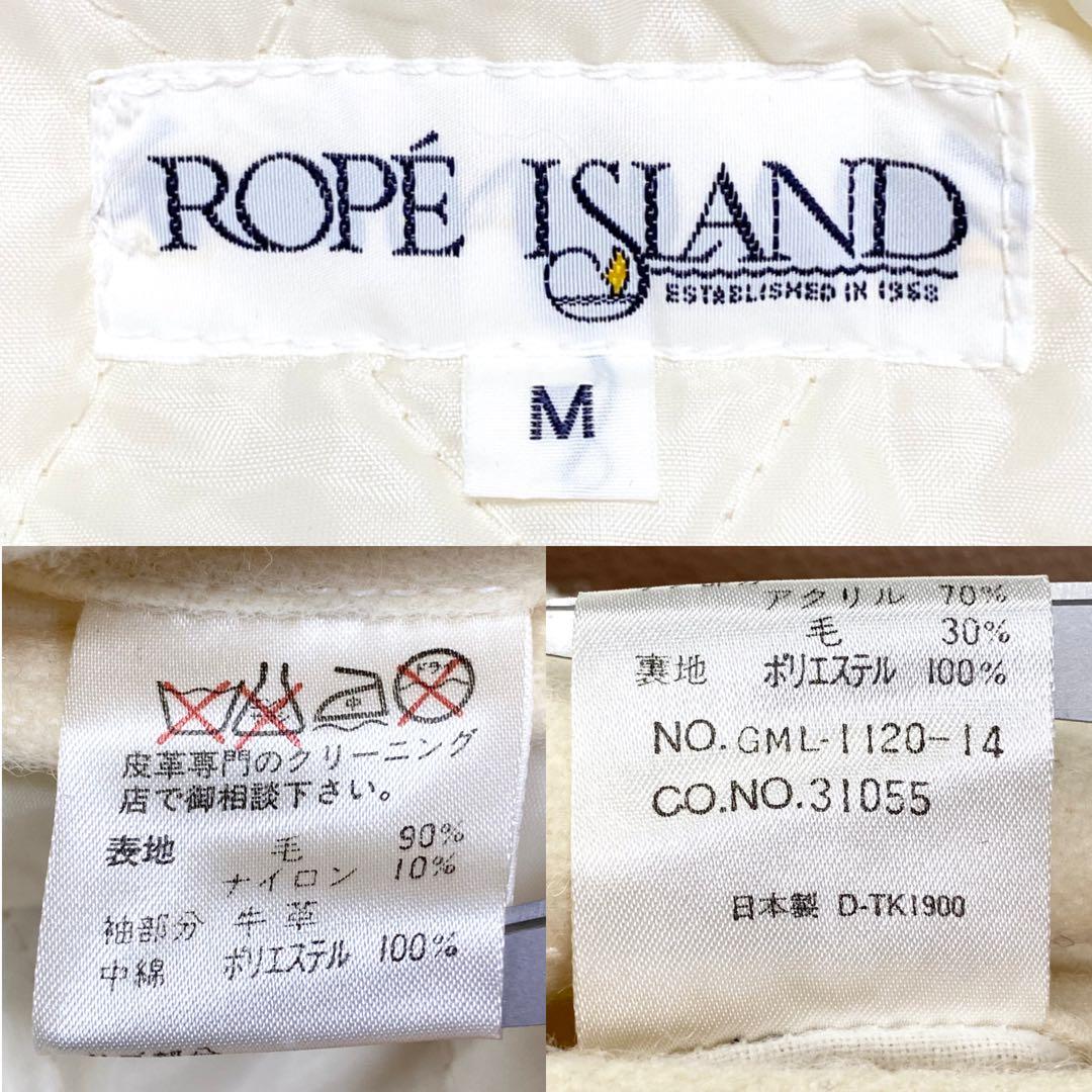 極美品✨ 70s ROPE  スタジャン レザー 短丈 ロゴ刺繍 M