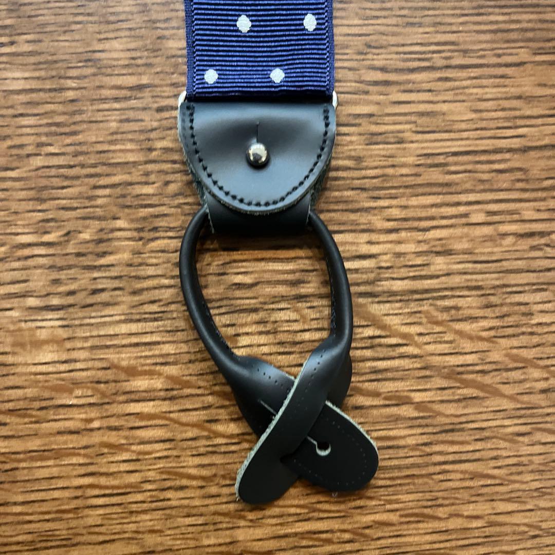 【高級ライン】 THURSTON ネイビー ドットサスペンダー
