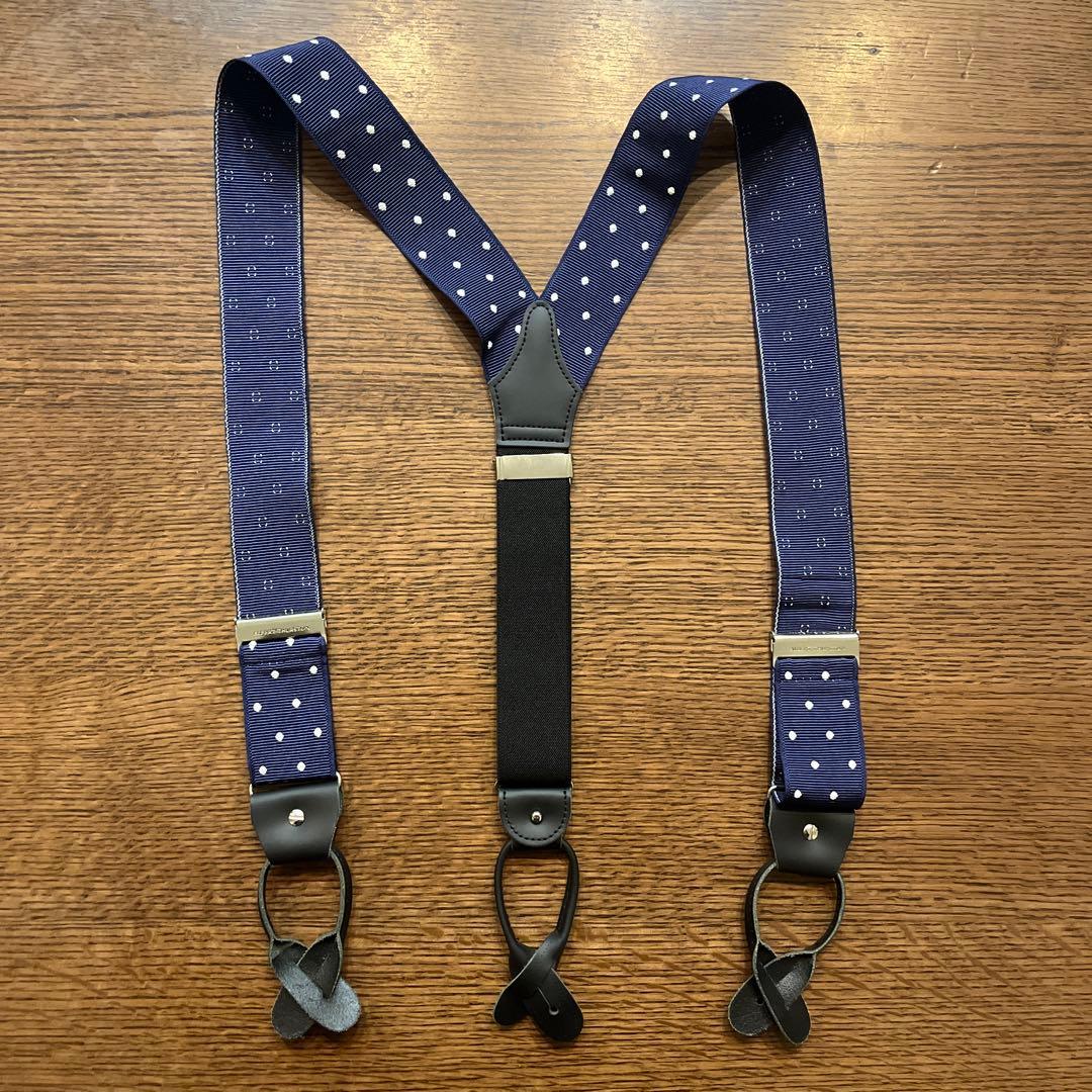 【高級ライン】 THURSTON ネイビー ドットサスペンダー