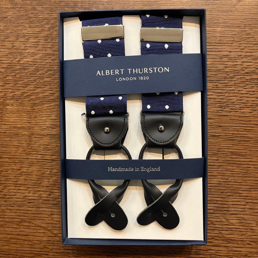 【高級ライン】 THURSTON ネイビー ドットサスペンダー