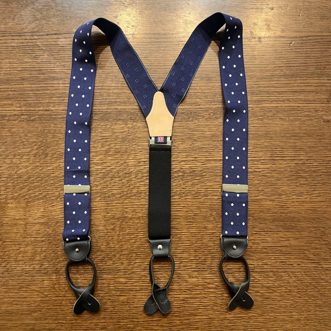 【高級ライン】 THURSTON ネイビー ドットサスペンダー