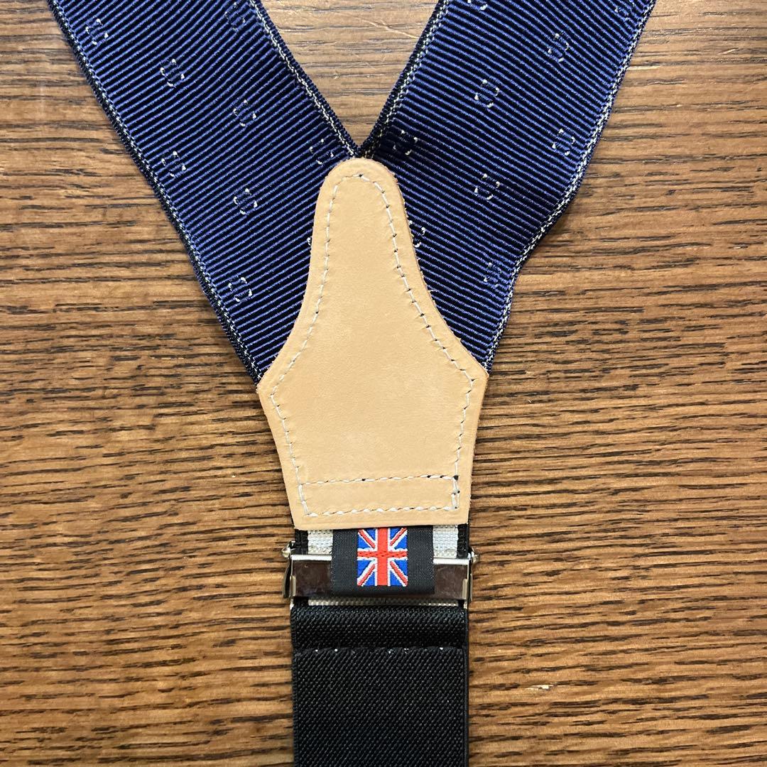 【高級ライン】 THURSTON ネイビー ドットサスペンダー