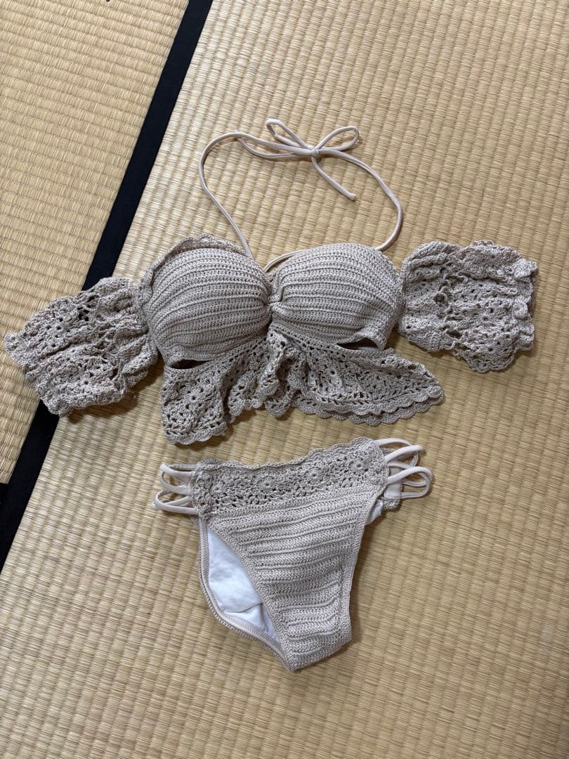 rienda Many way オフショルクロシェバンドゥ ビキニ　ベージュ　S