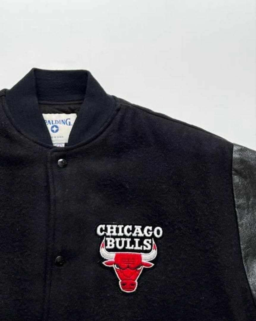 80s USA製 ブルズ 袖革 スタジャン レザー スタジアムジャケット 90s