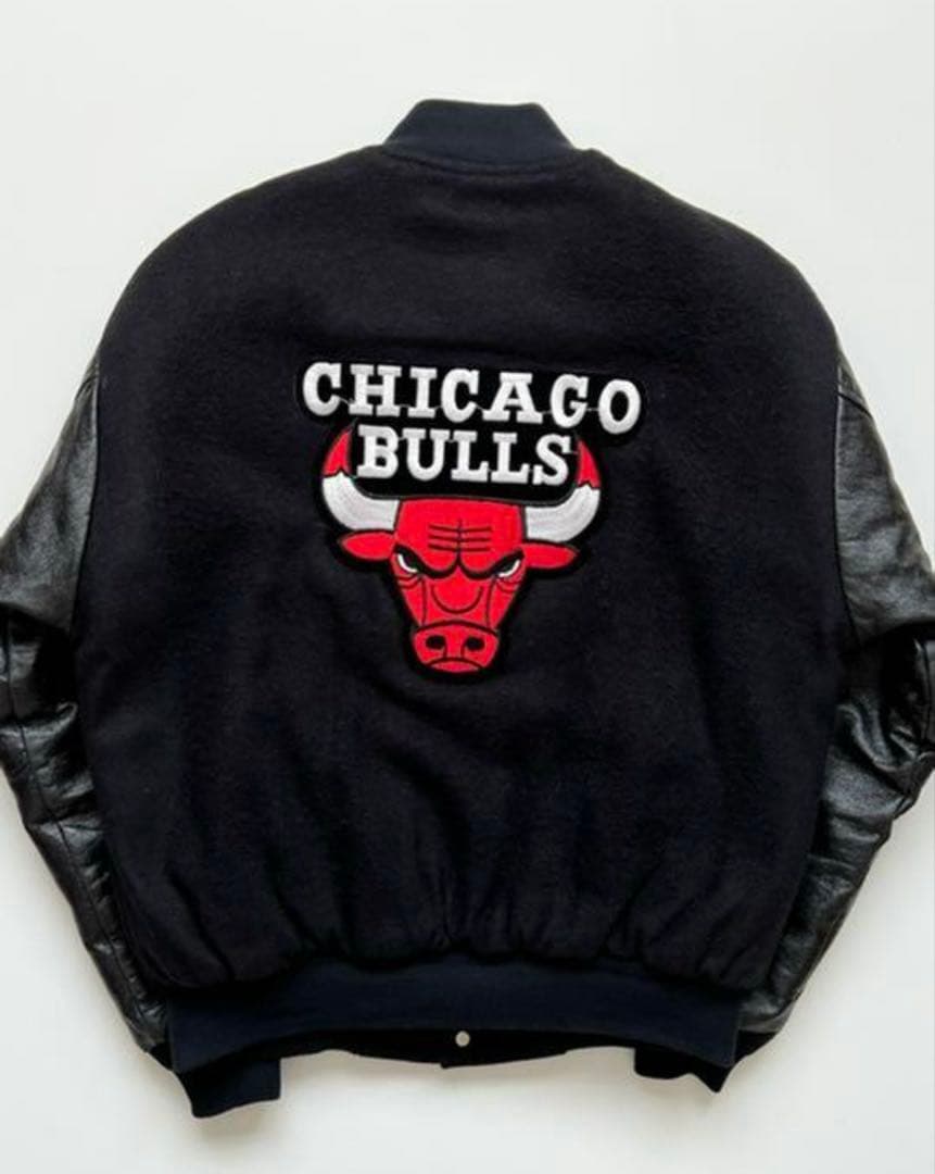 80s USA製 ブルズ 袖革 スタジャン レザー スタジアムジャケット 90s