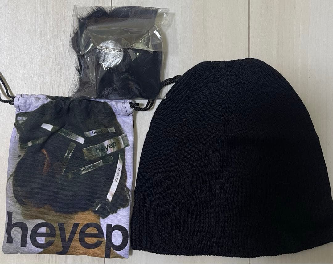heyep ブラックニット帽とヘアアクセサリーセット