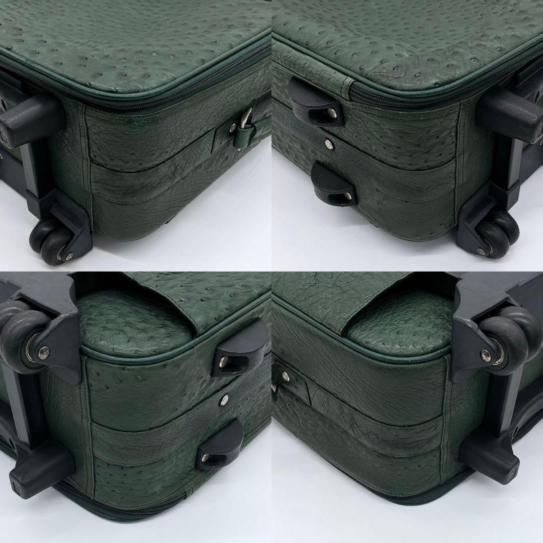 【オーストリッチ本革】キャリーバッグ　キャリーケース　グリーン　2輪