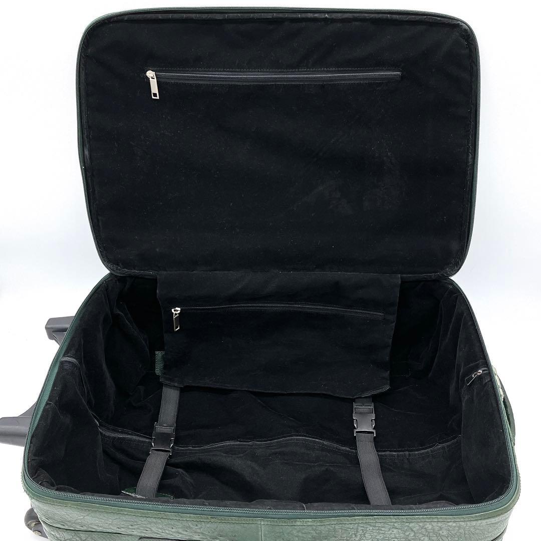 【オーストリッチ本革】キャリーバッグ　キャリーケース　グリーン　2輪