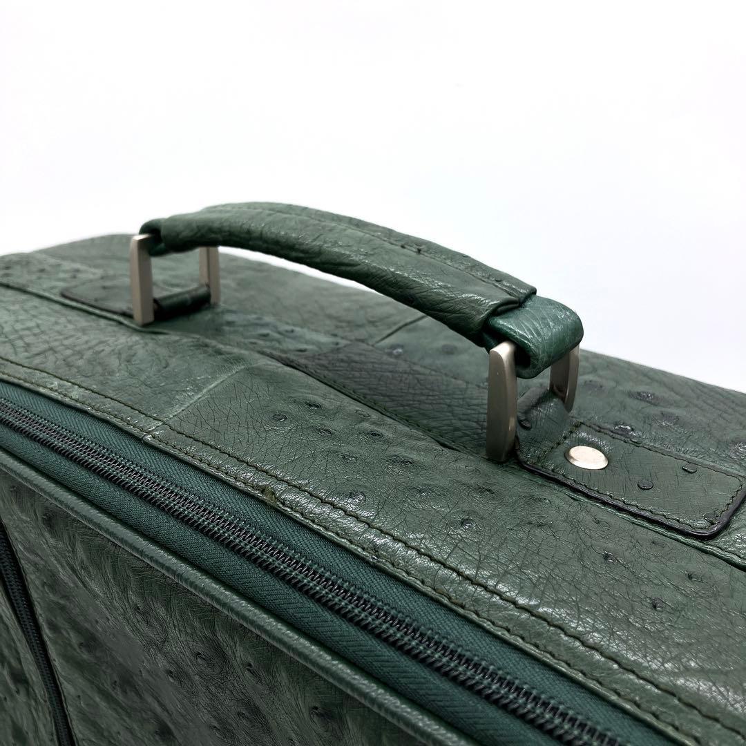 【オーストリッチ本革】キャリーバッグ　キャリーケース　グリーン　2輪