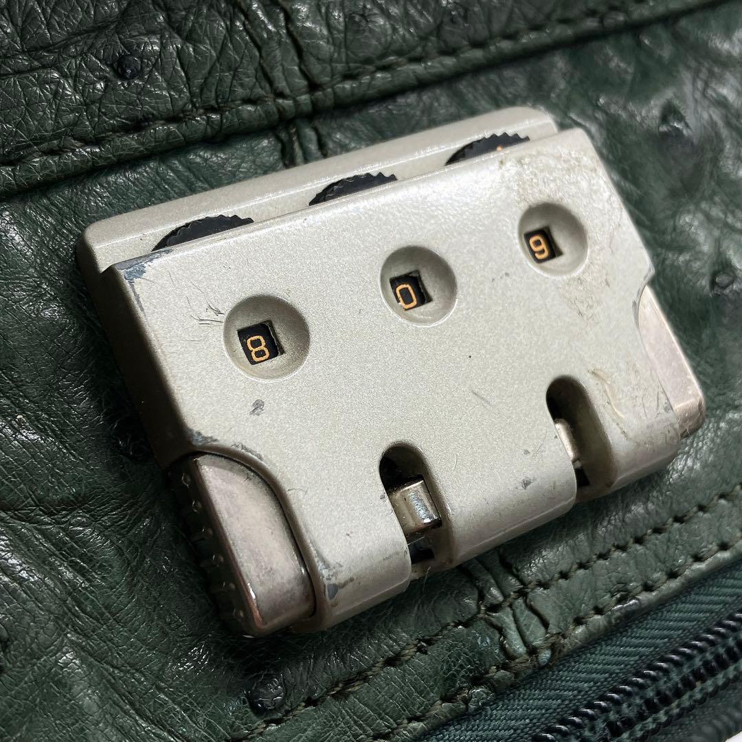 【オーストリッチ本革】キャリーバッグ　キャリーケース　グリーン　2輪