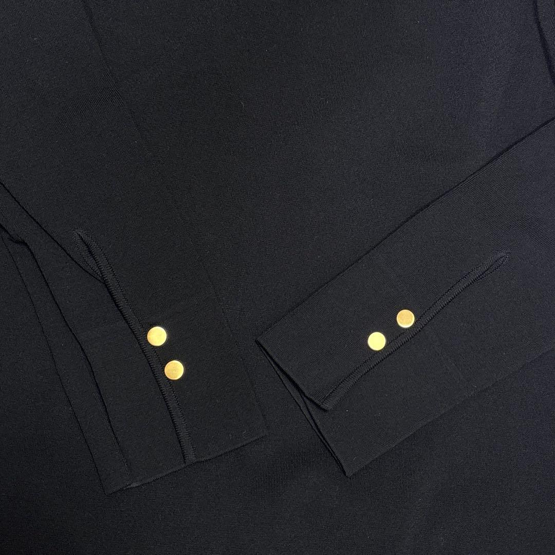 エポカ レーヨンストレッチ ベルト付 ニット ドレス ワンピース L 黒