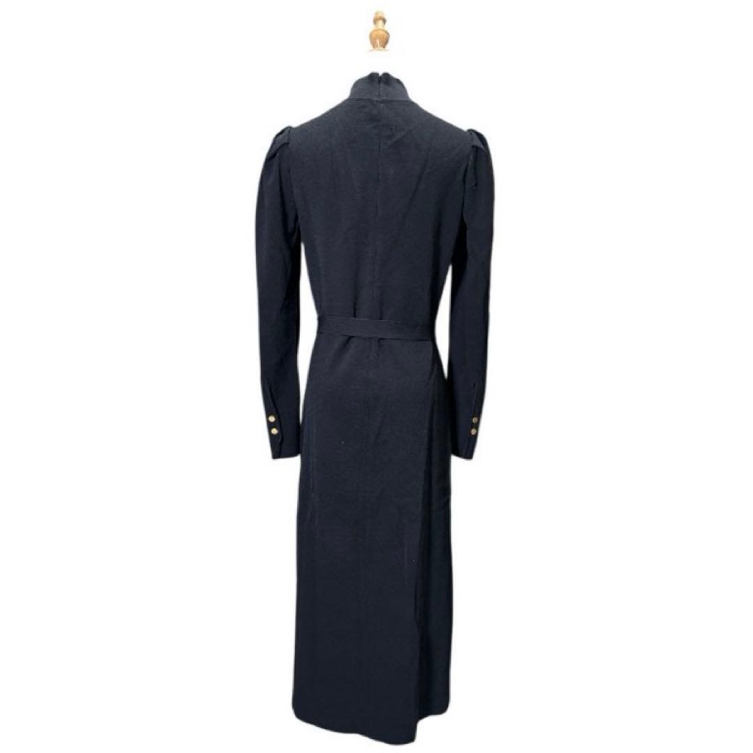 エポカ レーヨンストレッチ ベルト付 ニット ドレス ワンピース L 黒