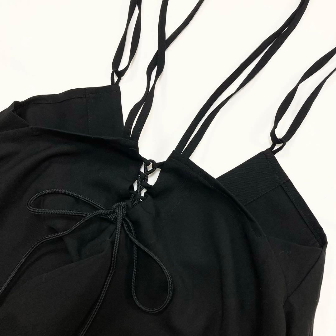 LIMI feu リミフゥ ウールギャバ バックレース ショルダードレス 黒Ｓ