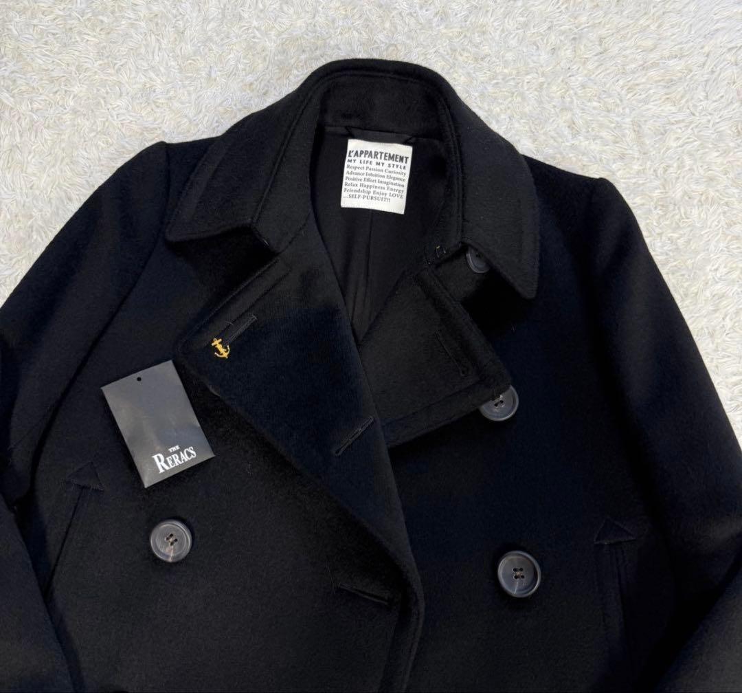 カシミヤ100％★★THE RERACS★ピーコート★黒★バッチ付