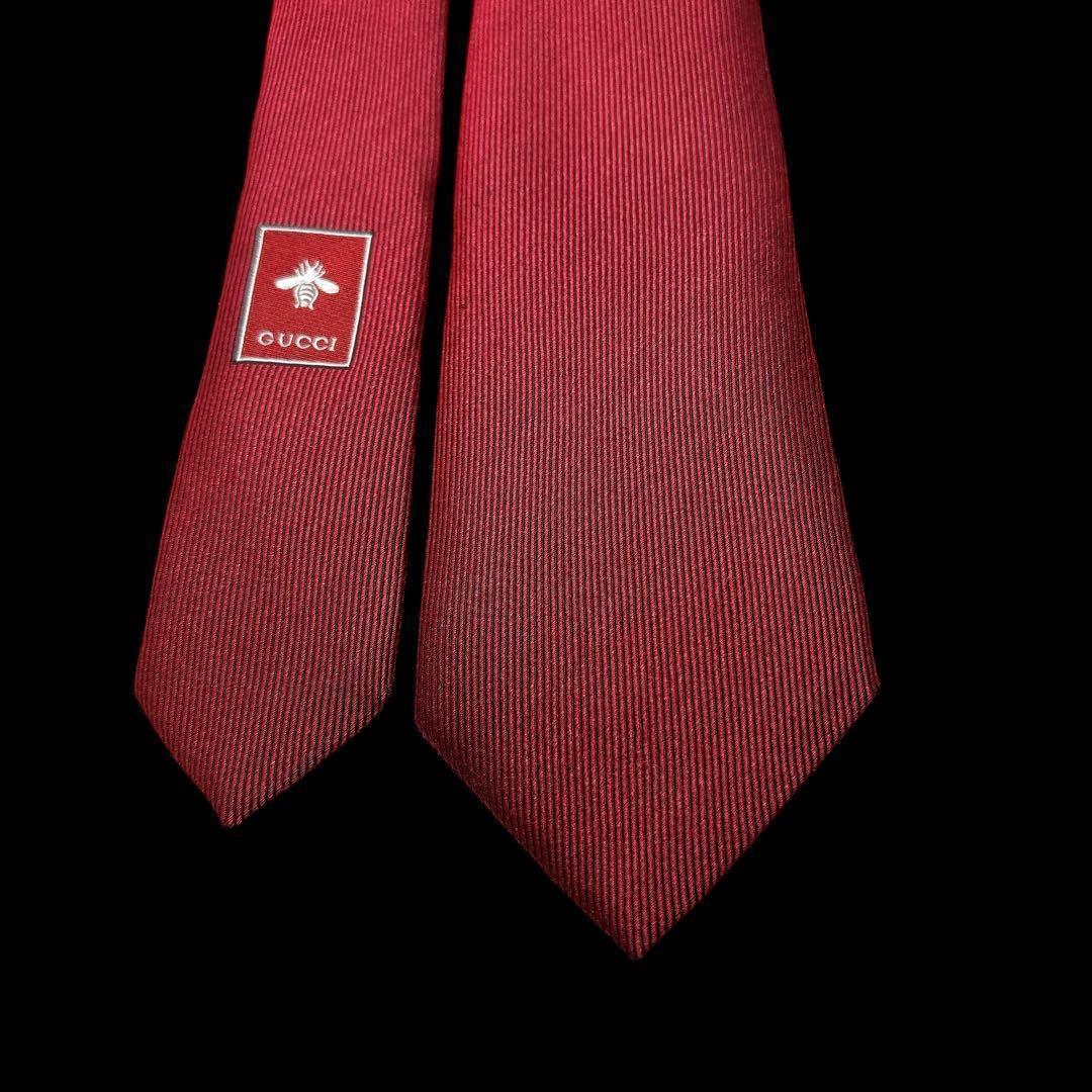 GUCCI クジラ刺繍 ナロータイ レッド 7cm パーティ GG 蜂