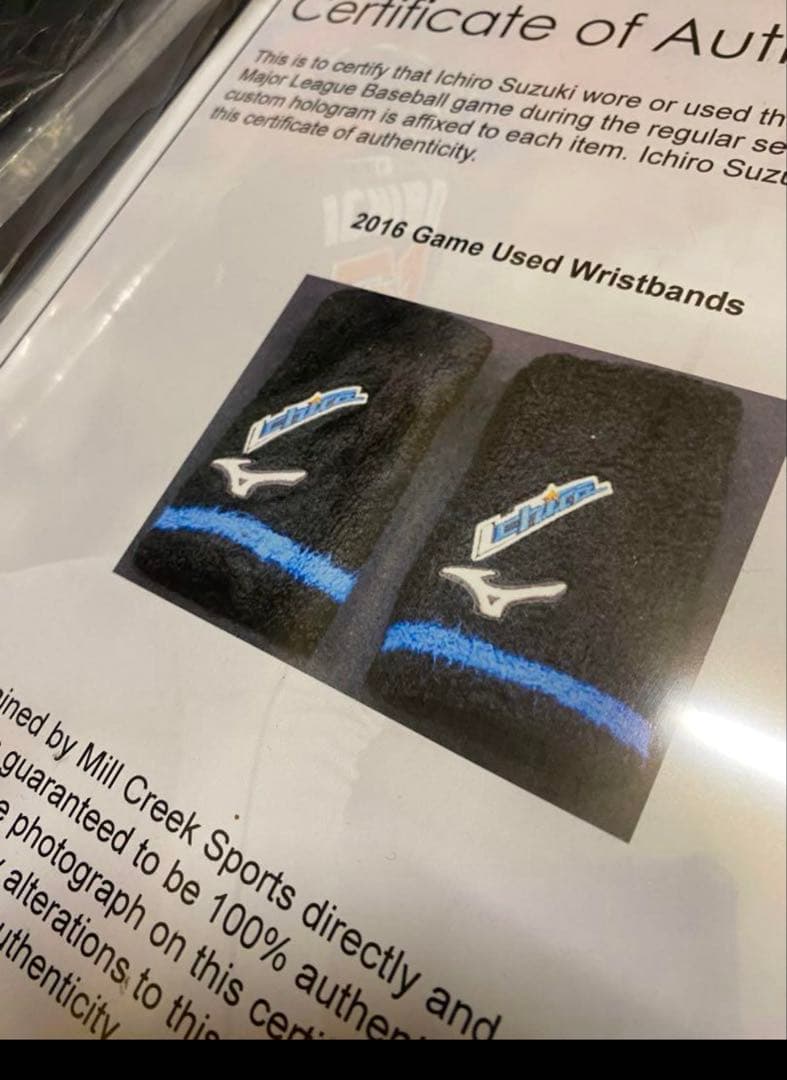 実使用 イチロー 2016年 リストバンド　GAME USED