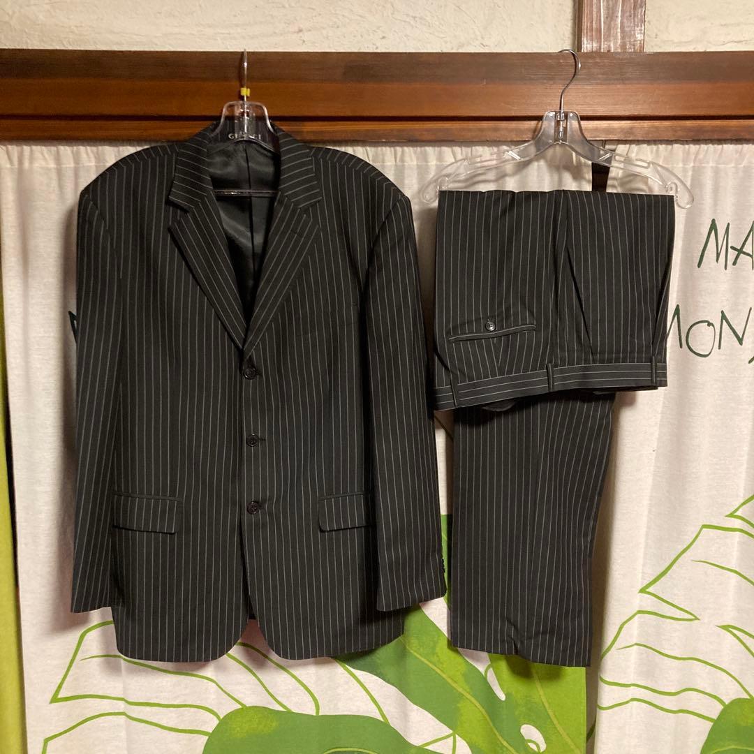 【古着】GUCCI　ストライプ　テーラード３釦 スーツ 【SIZE:52】
