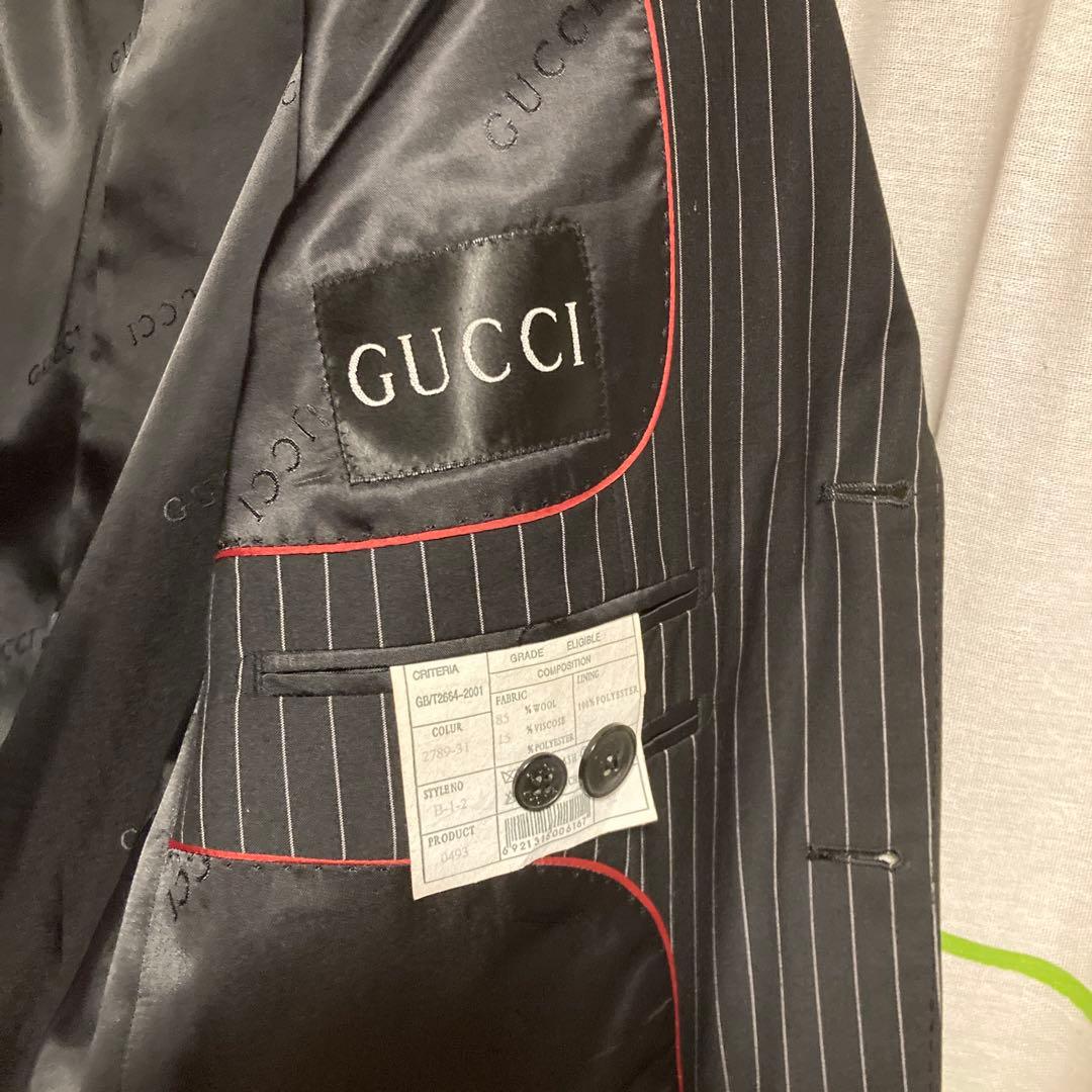 【古着】GUCCI　ストライプ　テーラード３釦 スーツ 【SIZE:52】