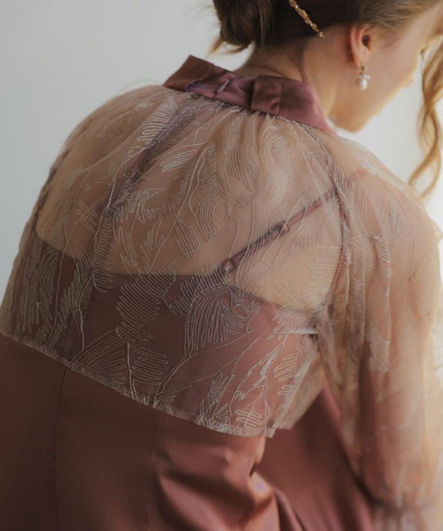 【美品】dorry doll ドリードール　リーフブラウスセットドレス　ピンク系