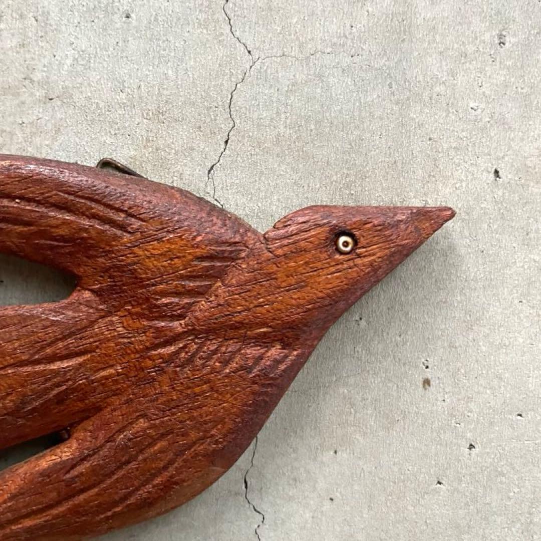 北欧ヴィンテージ 木製　ツバメの壁掛け　2つ