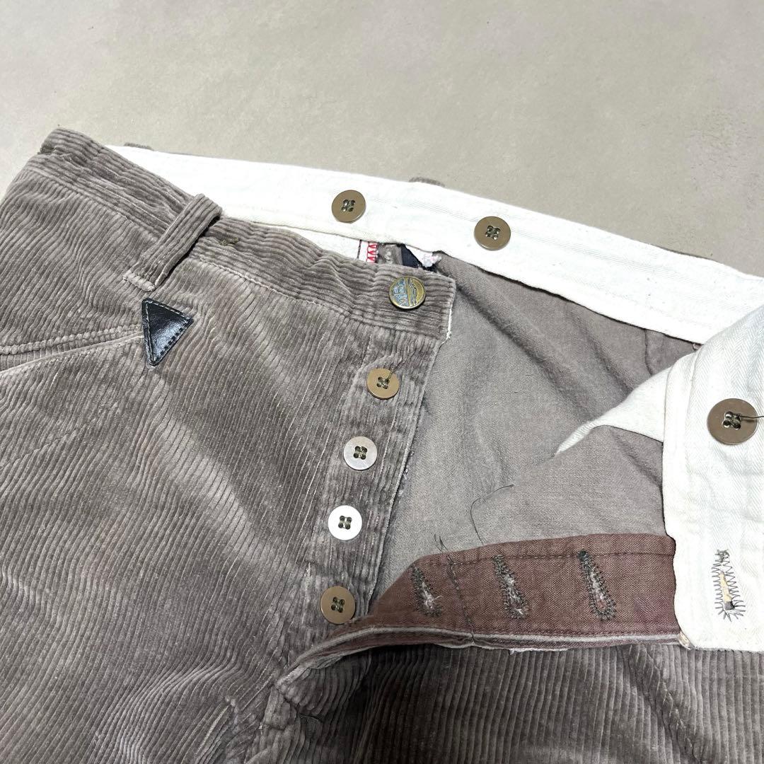 ドイツ製 古着 70's 太畝 コーデュロイ パンツ 墨黒