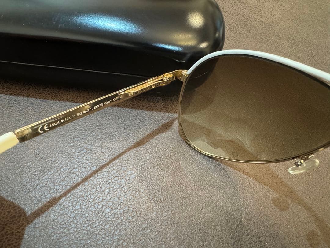 GUCCI グッチ サングラス ホワイト ゴールド ブラウン イタリア製