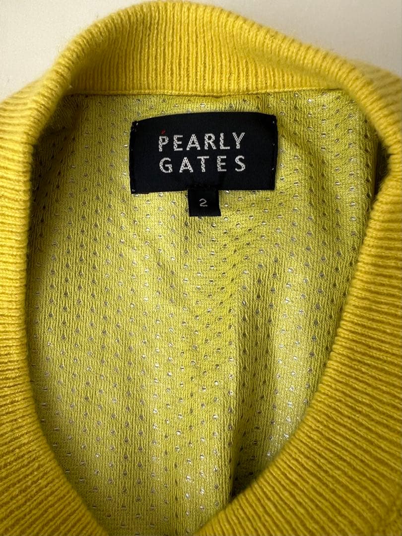 パーリーゲイツ　グリーンイエローカシミア　ディアプレックスセーター