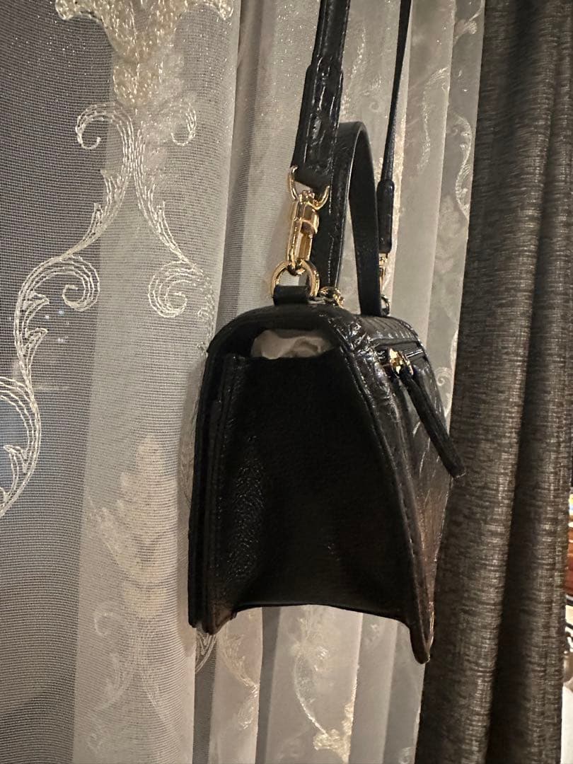 【美品】ボーグラン　クロコダイルショルダーバック　　ブラック