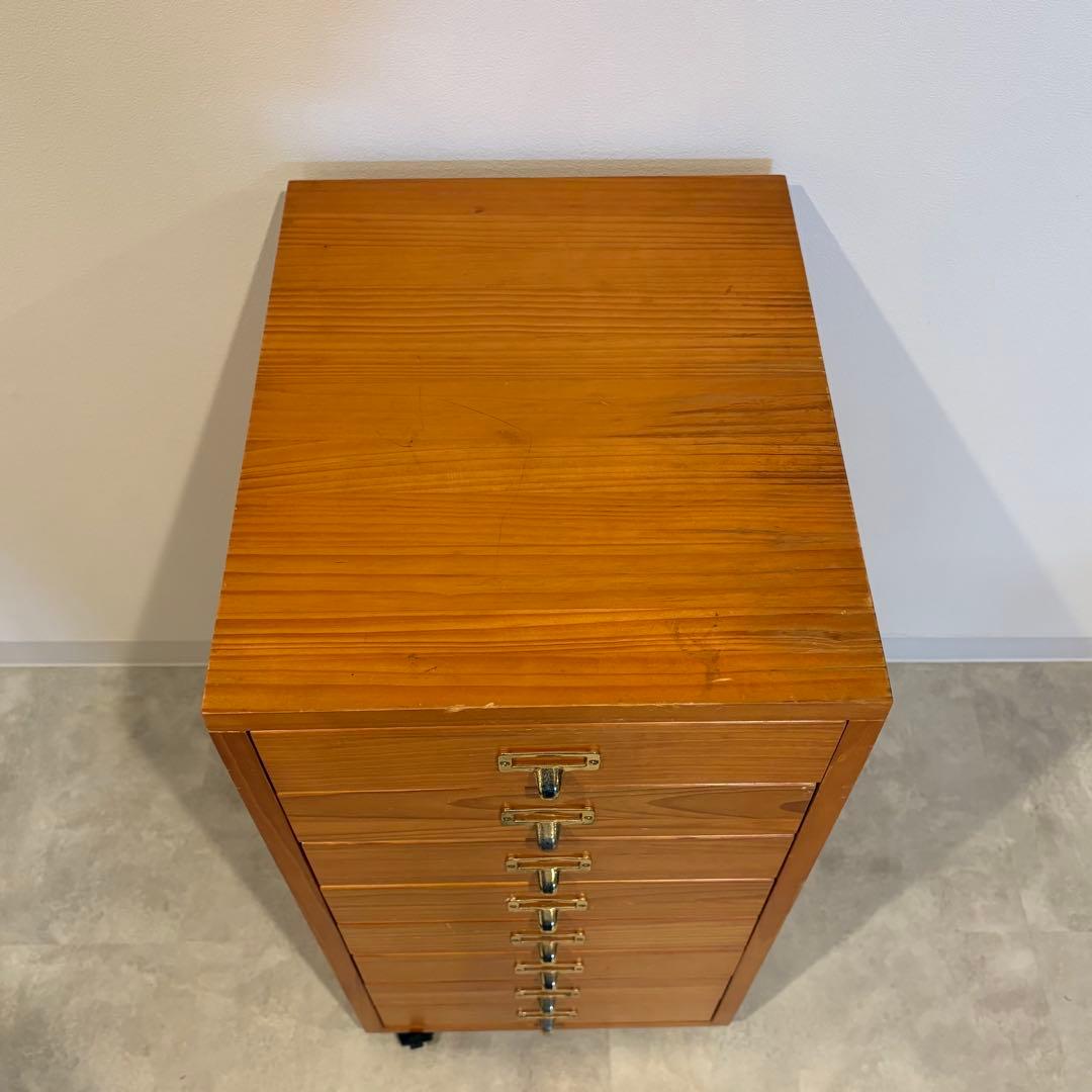 チェスト　８段　キャビネット　ワゴン　キャスター付き　書類入れ　木製　レトロ