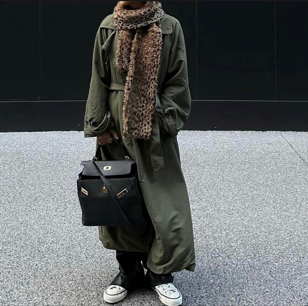 【 ok.soon トレンチコート 】　モスグリーン　丈長め